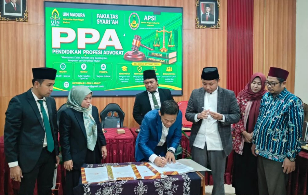 Program Studi (Prodi) Hukum Tata Negara (HTN) Fakultas Syariah UIN Madura resmi menjalin kerja sama strategis dengan Asosiasi Pengacara Syari’ah Indonesia (APSI), Jumat (31/7/2026).