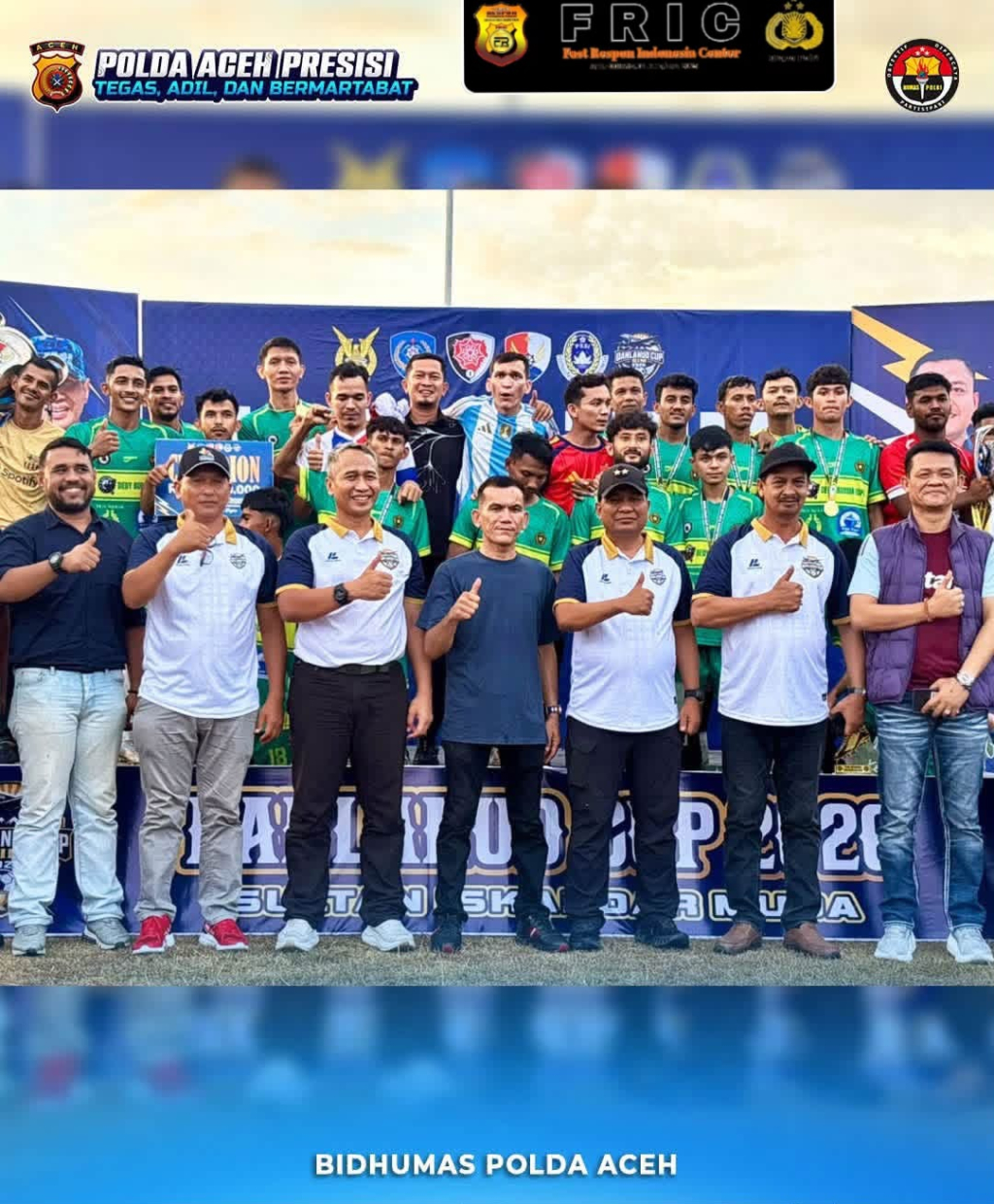 Kapolda Aceh, Irjen Pol. Ruddi Setiawan, S.I.K., S.H., M.H., menghadiri pertandingan Final Danlanud Cup III Tahun 2026 yang digelar di Lapangan Mako Lanud Sultan Iskandar Muda, Blang Bintang, Kabupaten Aceh Besar, Minggu (2/8/2026).