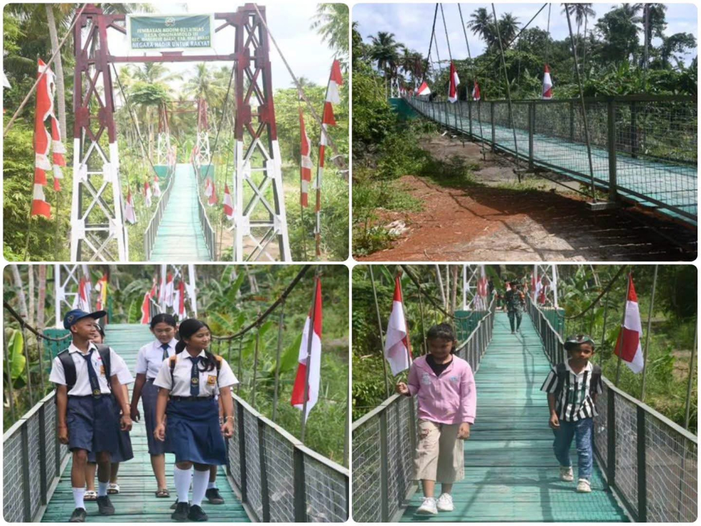 Sejumlah jembatan gantung yang berhasil dibangun TNI dan Polri, totalnya 3.395 unit di seluruh Nusantara. (Foto Humas Setkab for JatimUPdate.id)