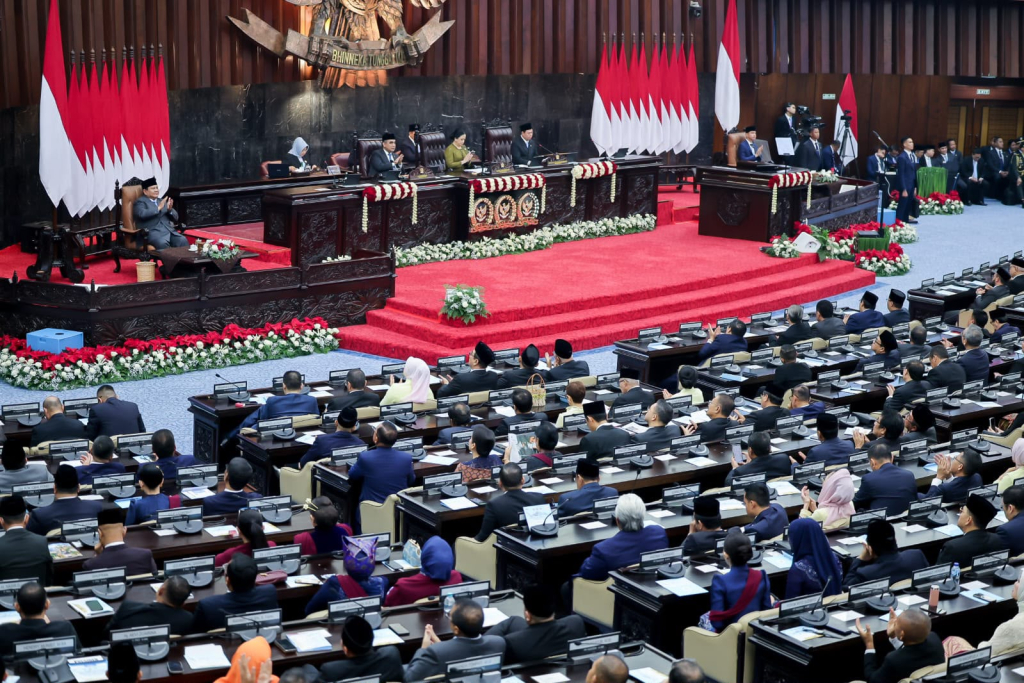 Suasana Sidang Tahunan MPR RI dan Sidang Bersama DPR RI-DPD RI di Kompleks Parlemen, Senayan, Jakarta, Jumat (14/8/26).