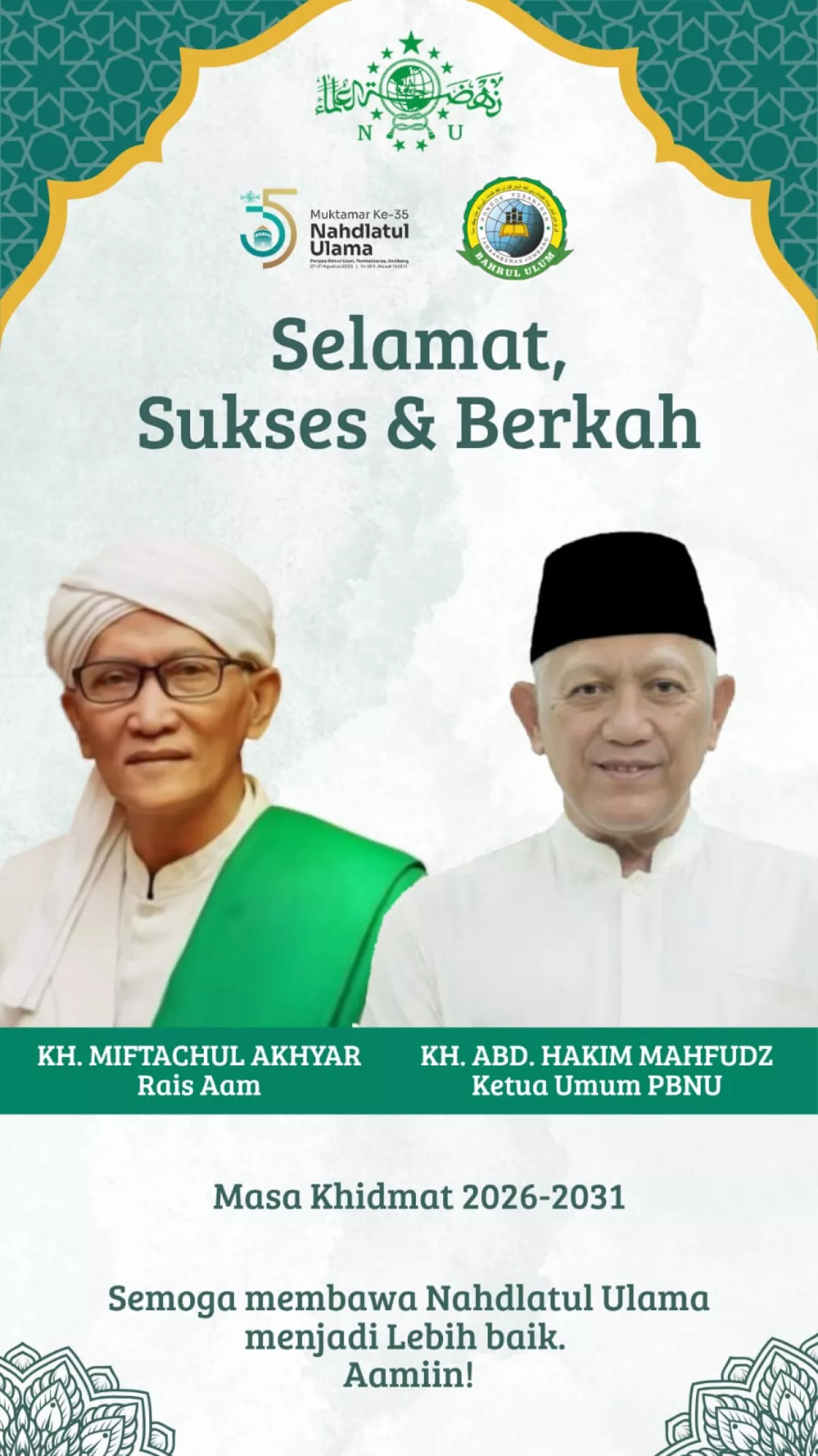 Gus Kikin Terpilih Jadi Ketua Umum PBNU 2026-2031, Dampingi KH Miftachul Akhyar sebagai Rais Aam