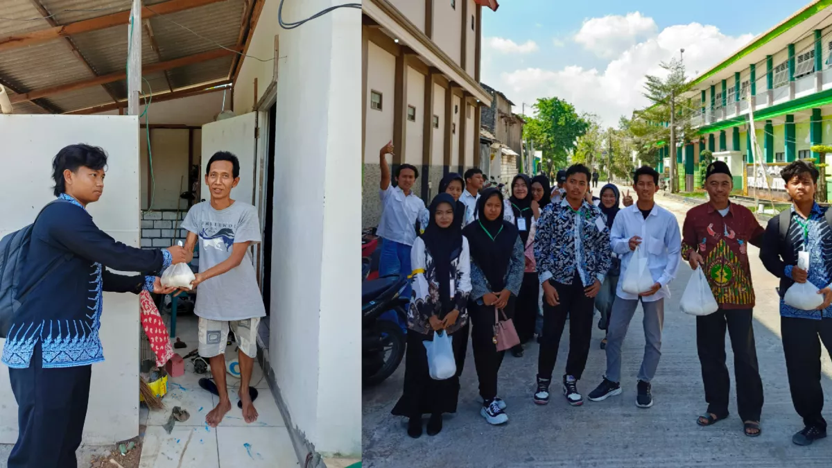 Tanamkan Empati Sejak Dini, Mahasiswa Baru Fakultas Hukum Universitas Billfath Bagikan Sembako di PKKMB