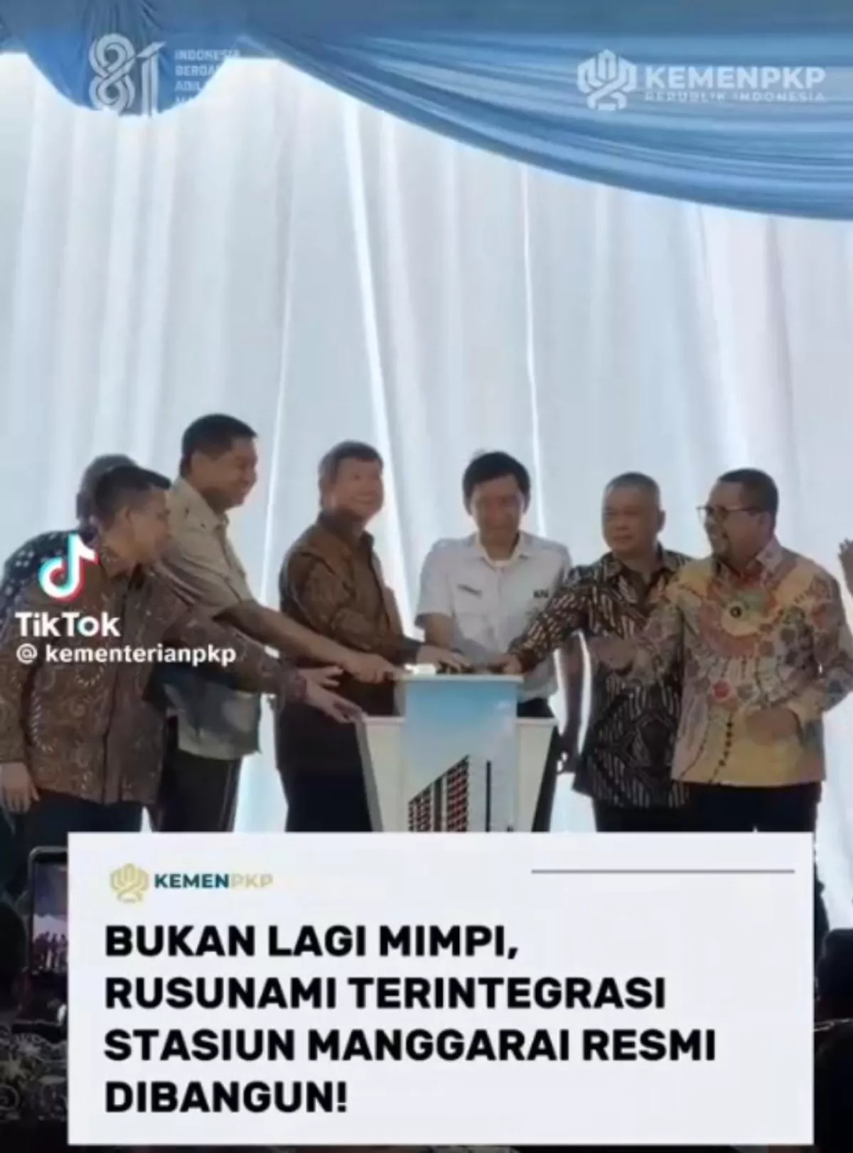 Pemerintah Mulai Groundbreaking Rusunami Subsidi Transit Oriented Development (TOD) di Kawasan Stasiun Manggarai