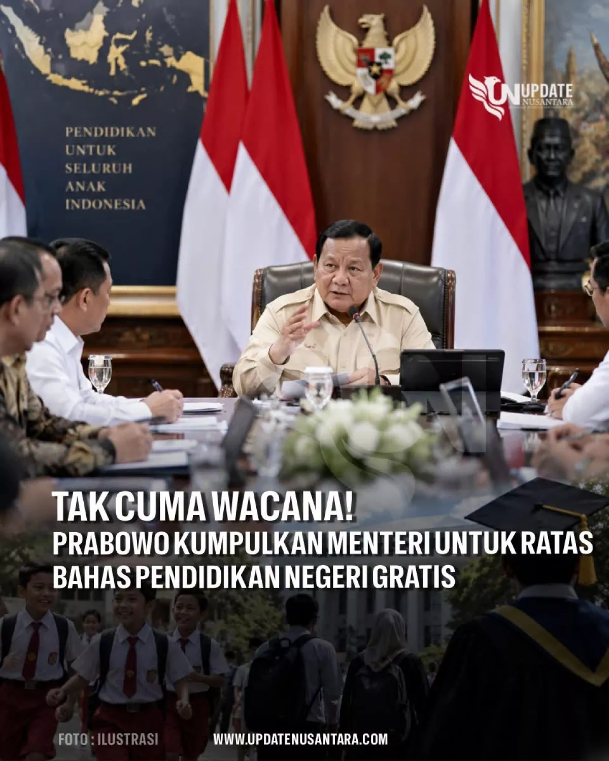 Presiden Prabowo Kumpulkan Menteri, Pendidikan Negeri Gratis Dibahas dalam Ratas