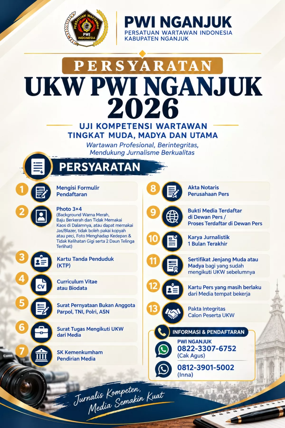 PWI Nganjuk Gandeng Pemkab Gelar UKW, Pendaftaran Gratis Dibuka hingga 23 Oktober 2026