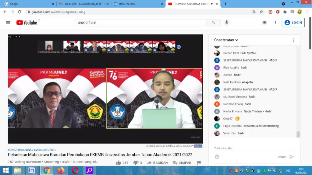 Rektor Lantik 7.644 Mahasiswa Baru Universitas Jember
