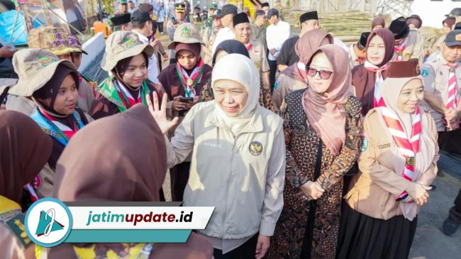 Gubernur Khofifah Tanam 1.000 Pohon di Pesantren An Nur 2 Malang Bersama Santri Pramuka PPSN VI 2026